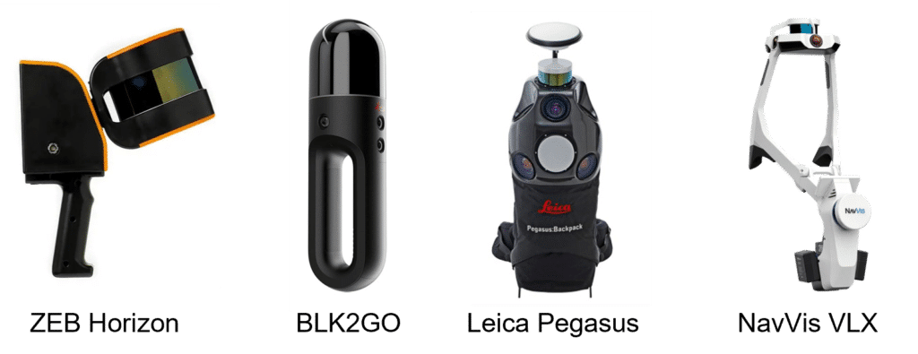 Mobile mapping systems portable by hand or as a backpack